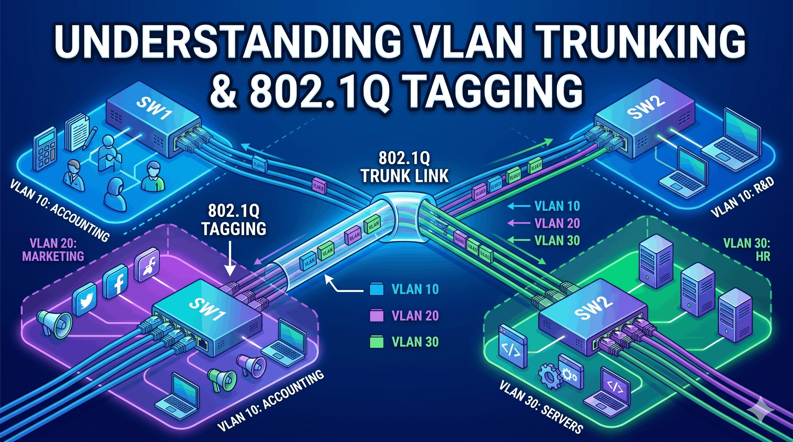 What is VLAN Trunking & How Does 802.1Q Work? | CCNA Guide