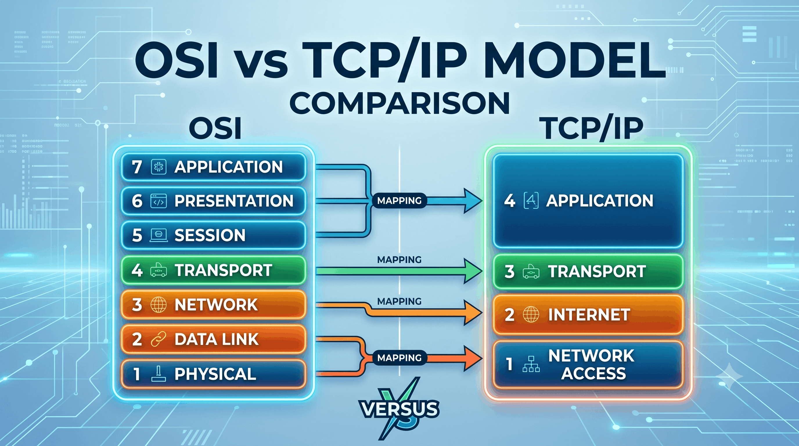 Comparison of OSI and TCP/IP Models